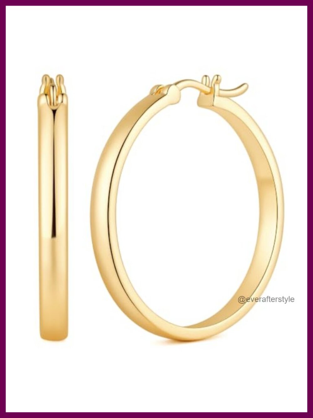 14K Gold Plated Hoop Earrings for Women Wide Hoops 15-40mm